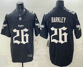 Men's Philadelphia Eagles #26 Saquon Barkley Black 2025 FUSE Gothic Philly Edition Vapor Limited Stitched Jersey