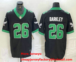 Men's Philadelphia Eagles #26 Saquon Barkley Black FUSE Vapor Limited Throwback Stitched Jersey