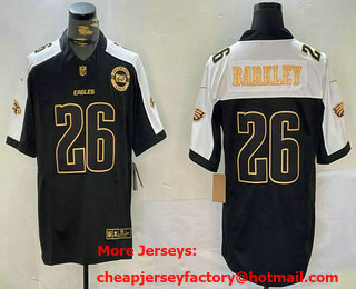 Men's Philadelphia Eagles #26 Saquon Barkley Black Gold Thanksgiving FUSE Vapor Limited Stitched Jersey