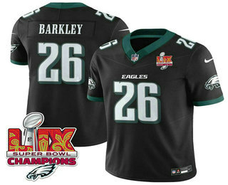 Men's Philadelphia Eagles #26 Saquon Barkley Black Limited Super Bowl LIX Champions FUSE Vapor Jersey