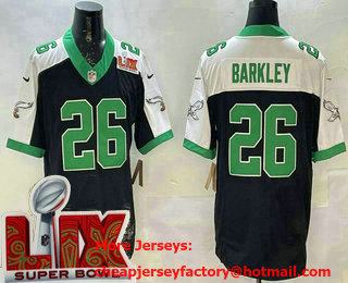 Men's Philadelphia Eagles #26 Saquon Barkley Black Limited Thanksgiving Super Bowl LIX FUSE Vapor Jersey