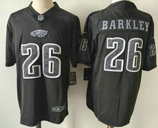 Men's Philadelphia Eagles #26 Saquon Barkley Black Reflective Limited Stitched Football Jersey