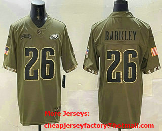 Men's Philadelphia Eagles #26 Saquon Barkley Camo Salute To Service Limited Stitched Jersey