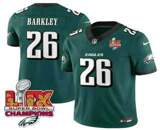 Men's Philadelphia Eagles #26 Saquon Barkley Green Limited Super Bowl LIX Champions FUSE Vapor Jersey