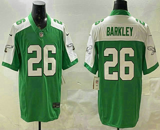 Men's Philadelphia Eagles #26 Saquon Barkley Green Limited Thanksgiving FUSE Vapor Jersey