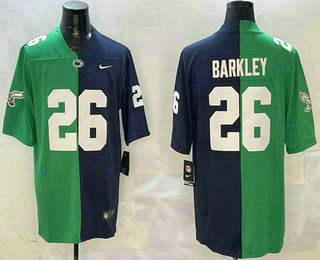 Men's Philadelphia Eagles #26 Saquon Barkley Green Navy Split Vapor Limited Stitched Jersey