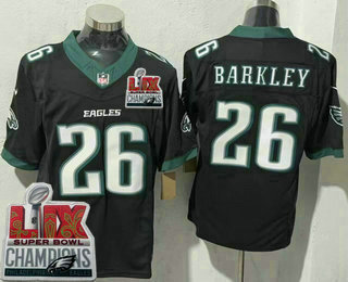 Men's Philadelphia Eagles #26 Saquon Barkley Limited Black Super Bowl LIX Champions FUSE Vapor Jersey