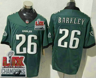 Men's Philadelphia Eagles #26 Saquon Barkley Limited Midnight Green Super Bowl LIX Champions FUSE Vapor Jersey