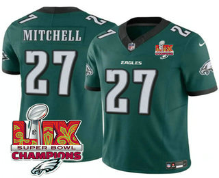 Men's Philadelphia Eagles #27 Quinyon Mitchell Green Limited Super Bowl LIX Champions FUSE Vapor Jersey