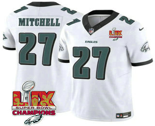 Men's Philadelphia Eagles #27 Quinyon Mitchell White Limited Super Bowl LIX Champions FUSE Vapor Jersey