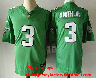 Men's Philadelphia Eagles #3 Nolan Smith Green Alternate FUSE Vapor Limited Stitched Jersey
