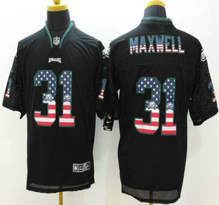 Men's Philadelphia Eagles #31 Byron Maxwell Nike 2015 USA Flag Fashion Black Elite Jersey