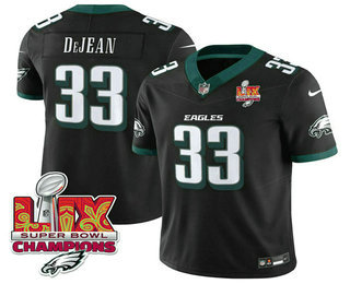 Men's Philadelphia Eagles #33 Cooper DeJean Black Limited Super Bowl LIX Champions FUSE Vapor Jersey