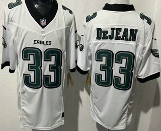 Men's Philadelphia Eagles #33 Cooper DeJean Limited White FUSE Vapor Jersey