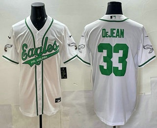Men's Philadelphia Eagles #33 Cooper DeJean Limited White Fashion Baseball Jersey