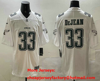 Men's Philadelphia Eagles #33 Cooper DeJean White Fashion New Vapor Limited Stitched Jersey