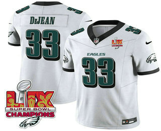 Men's Philadelphia Eagles #33 Cooper DeJean White Limited Super Bowl LIX Champions FUSE Vapor Jersey