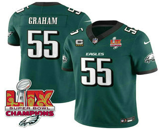 Men's Philadelphia Eagles #55 Brandon Graham Green Limited Super Bowl LIX Champions FUSE Vapor Jersey