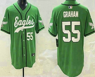 Men's Philadelphia Eagles #55 Brandon Graham Limited Kelly Green Fashion Baseball Jersey