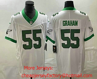 Men's Philadelphia Eagles #55 Brandon Graham White 2023 FUSE Vapor Limited Throwback Stitched Jersey