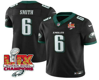 Men's Philadelphia Eagles #6 DeVonta Smith Black Limited Super Bowl LIX Champions FUSE Vapor Jersey