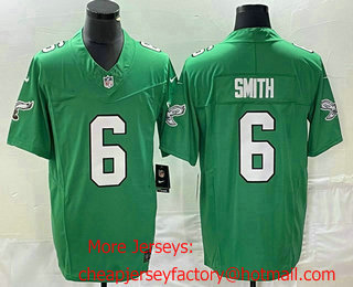Men's Philadelphia Eagles #6 DeVonta Smith Green 2023 FUSE Vapor Limited Throwback Stitched Jersey