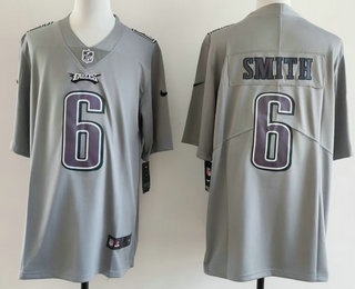 Men's Philadelphia Eagles #6 DeVonta Smith Limited Grey Fashion Vapor Jersey