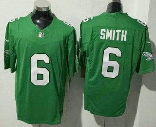 Men's Philadelphia Eagles #6 DeVonta Smith Limited Kelly Green FUSE Vapor Jersey