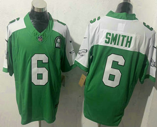 Men's Philadelphia Eagles #6 DeVonta Smith Limited Kelly Green Thanksgiving FUSE Vapor Jersey