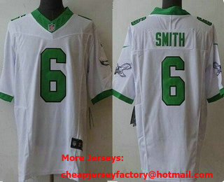 Men's Philadelphia Eagles #6 DeVonta Smith Limited White Alternate FUSE Vapor Jersey
