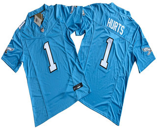 Men's Philadelphia Eagles #1 Jalen Hurts Light Blue FUSE Vapor Limited Stitched Jersey