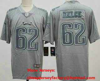 Men's Philadelphia Eagles #62 Jason Kelce Limited Gray Atmosphere Vapor Jersey