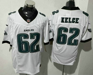 Men's Philadelphia Eagles #62 Jason Kelce Limited White FUSE Vapor Jersey