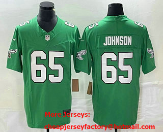 Men's Philadelphia Eagles #65 Lane Johnson Green 2023 FUSE Vapor Limited Throwback Stitched Jersey