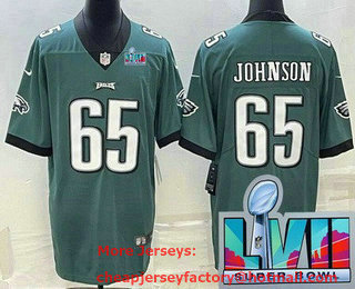 Men's Philadelphia Eagles #65 Lane Johnson Limited Green Super Bowl LVII Vapor Jersey