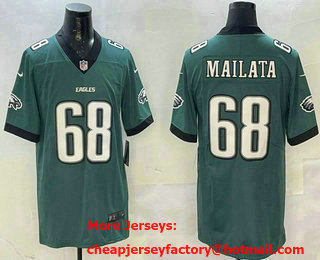 Men's Philadelphia Eagles #68 Jordan Mailata Limited Midnight Green Vapor Jersey