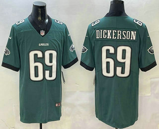 Men's Philadelphia Eagles #69 Landon Dickerson Midnight Green Vapor Limited Jersey