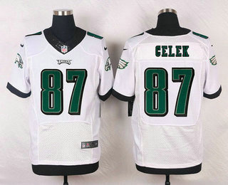 Men's Philadelphia Eagles #87 Brent Celek White Road NFL Nike Elite Jersey