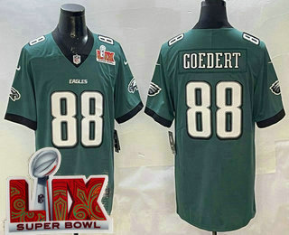 Men's Philadelphia Eagles #88 Dallas Goedert Midnight Green Super Bowl LIX Vapor Limited Jersey