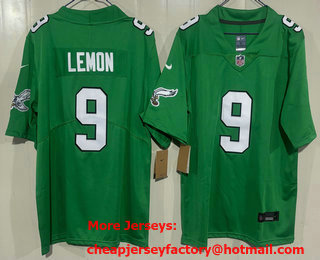 Men's Philadelphia Eagles #9 Makai Lemon Limited Kelly Green Vapor Jersey