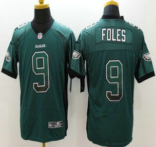 Men's Philadelphia Eagles #9 Nick Foles Nike Drift Fashion Dark Green Elite Jersey