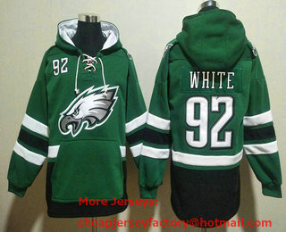 Men's Philadelphia Eagles #92 Reggie White NEW Green Pocket Stitched NFL Pullover Hoodie