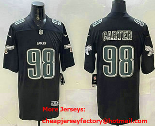 Men's Philadelphia Eagles #98 Jalen Carter Limited Black Fashion Vapor Jersey