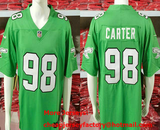 Men's Philadelphia Eagles #98 Jalen Carter Limited Green Alternate Vapor Jersey