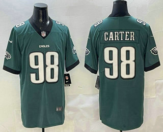 Men's Philadelphia Eagles #98 Jalen Carter Midnight Green Vapor Limited Jersey