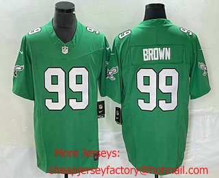 Men's Philadelphia Eagles #99 Jerome Brown Green 2023 FUSE Vapor Limited Throwback Stitched Jersey