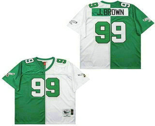 Men's Philadelphia Eagles #99 Jerome Brown Green White Split 1990 Throwback Jersey