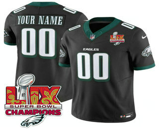 Men's Philadelphia Eagles Active Player Custom Black Limited Super Bowl LIX Champions FUSE Vapor Jersey
