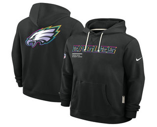 Men's Philadelphia Eagles Black 2025 Crucial Catch Club Pullover Hoodie