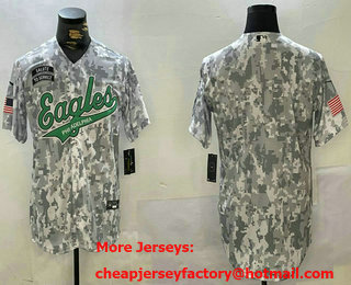 Men's Philadelphia Eagles Blank Arctic Camo 2024 Salute to Service Stitched Baseball Jersey